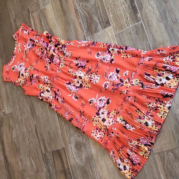 A New Day Floral Tie-Waist Pleated Detail Sleeveless Lined Midi Dress, XS - Picture 7 of 13